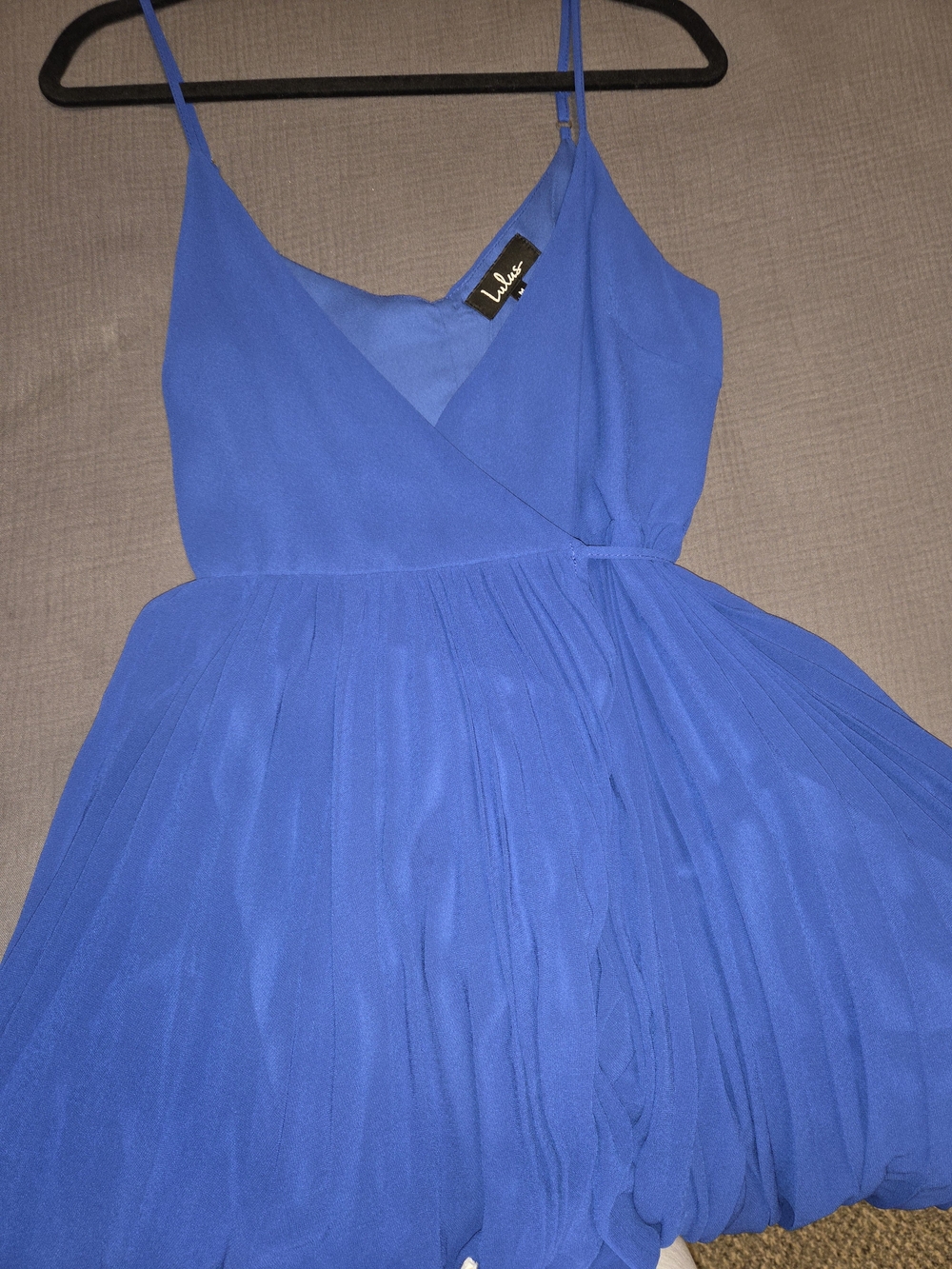 Lulu's Blue Spaghetti-Strap Pleated Dress